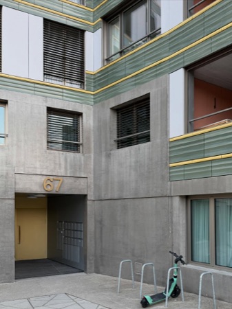 Fassaden, Türen aus Beton, Metall · Wohnüberbauung Wydäckerring — Duplex Architekten