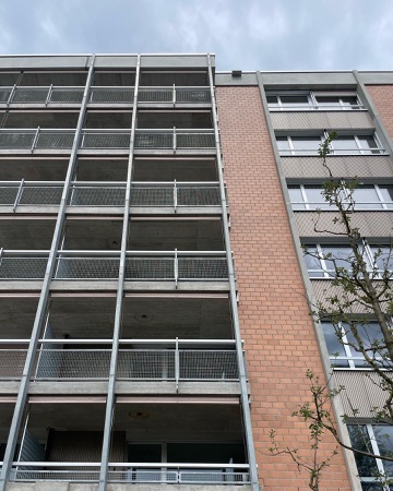 Fassaden, Handläufe aus Beton, Metall · Wohnsiedlung Birchstrasse — Enzmann Fischer Partner