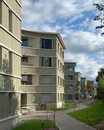 Fassaden, Balkone aus Holz, Metall · Wohnsiedlung Frohalp Zürich — Zimmermann Sutter Architekten