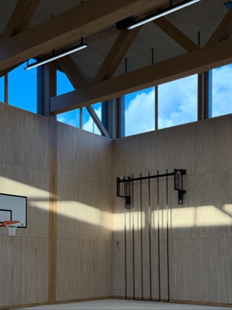 Fenster, Decken aus Holz, Glas · Schulhaus Nägelimoos — Galli Rudolf Architekten