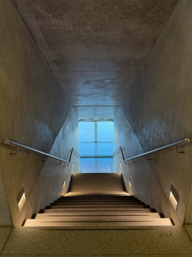 Treppenhäuser, Handläufe aus Beton, Metall · Campus Moos — E2A
