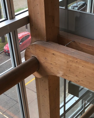 Fenster, Stützen aus Holz, Glas · Tamedia office building — Shigeru Ban Architects