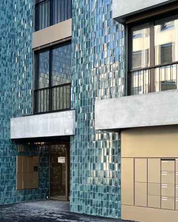 Fassaden, Eingänge aus Beton, Metall · Manegg Mitte — Neff Neumann Architekten