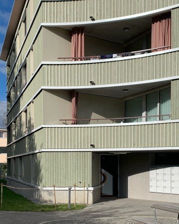 Fassaden, Handläufe aus Holz, Metall · Wohnsiedlung Frohalp Zürich — Zimmermann Sutter Architekten