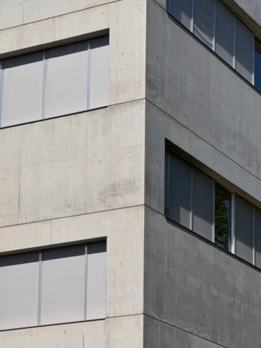 Fassaden, Fenster aus Beton · Campus Moos — E2A