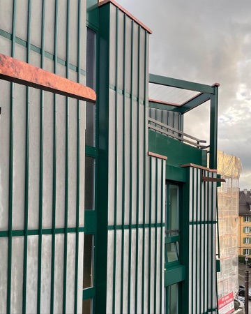 Fassaden, Fenster aus Metall, Glas · Apartment Building Hofackerstrasse — EMI Architekten