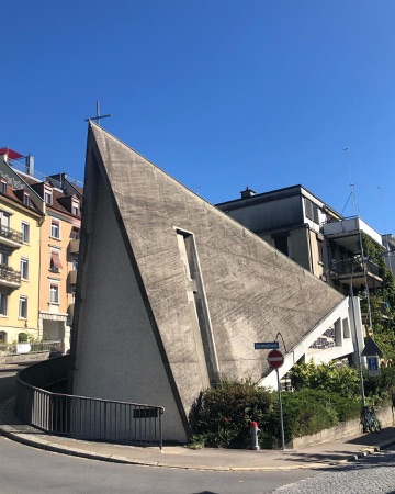 Fassaden, Handläufe aus Beton, Metall · Martin-Luther-Kirche — Ernst-Ulrich Krägel / Franz Steinbrüchel