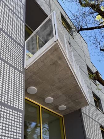 Fassaden, Handläufe aus Beton, Metall · Espenhof West — Weyell Zipse Architekten