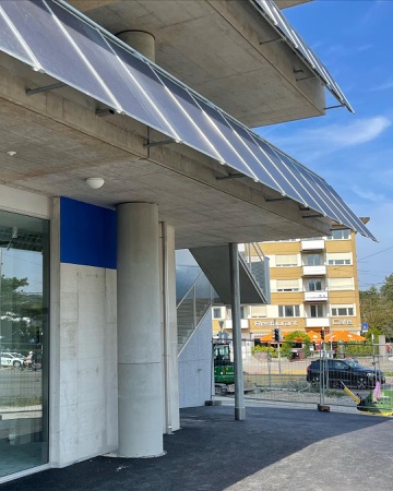 Eingänge, Stützen aus Beton, Metall · Guggach III — Donet Schäfer Reimer Architekten