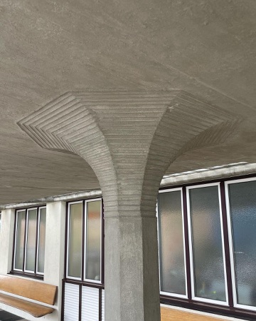 Fenster, Stützen aus Beton, Holz · Kinderspital — Otto Rudolf Salvisberg