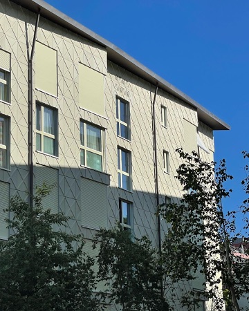 Fassaden, Fenster aus Keramik · Wohnsiedlung Schwamendinger-Dreieck, Baufeld A — BS+EMI Architektenpartner