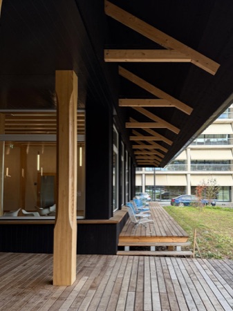 Fenster, Stützen aus Holz, Glas · Hortus — Herzog & de Meuron