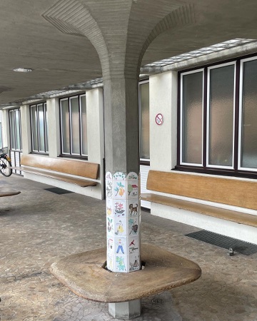 Fenster, Stützen aus Beton, Holz · Kinderspital — Otto Rudolf Salvisberg