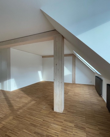 Oberlichter, Stützen aus Holz · Ersatzneubau Hunzikerei - Wohnen im Gewerbehaus — op-arch